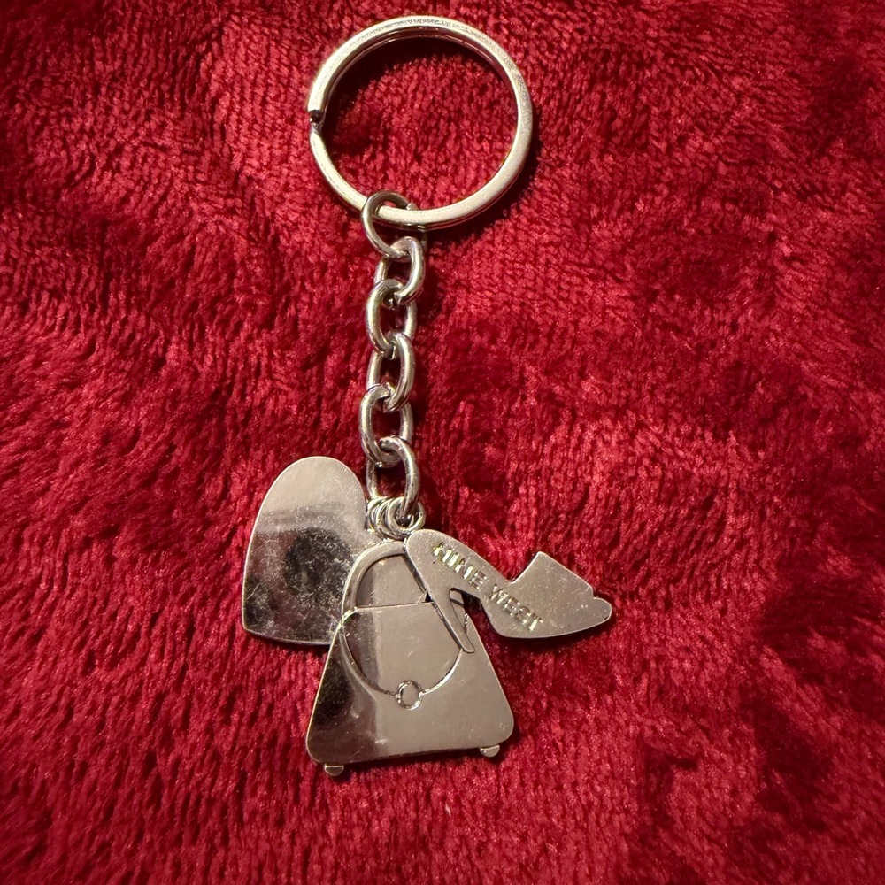 Nine West Silver Tone Keychain Heart Handbag High Heel Shoe Charms Accessory